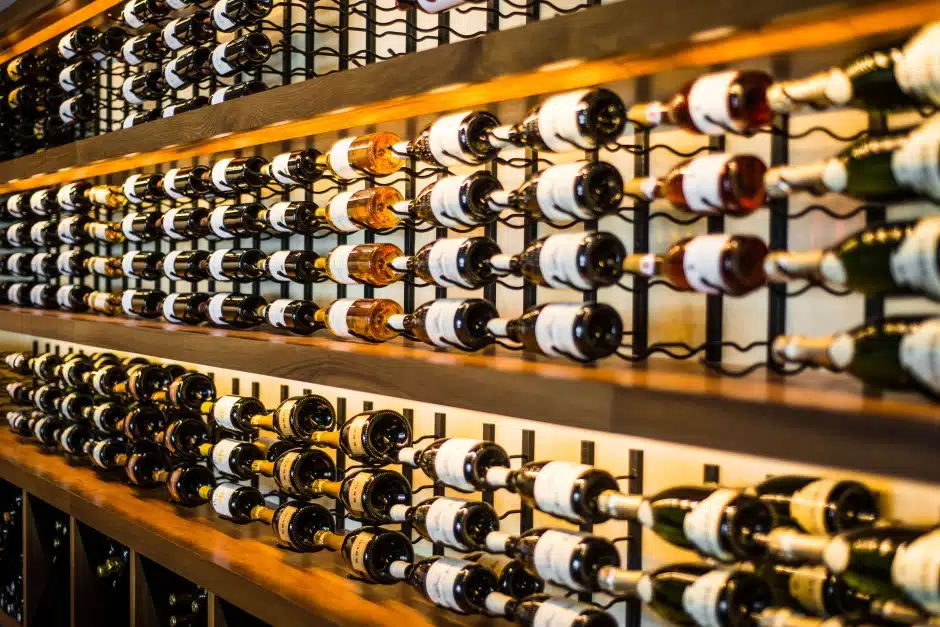 Hotel wine library cellar with organized displays in Odessa