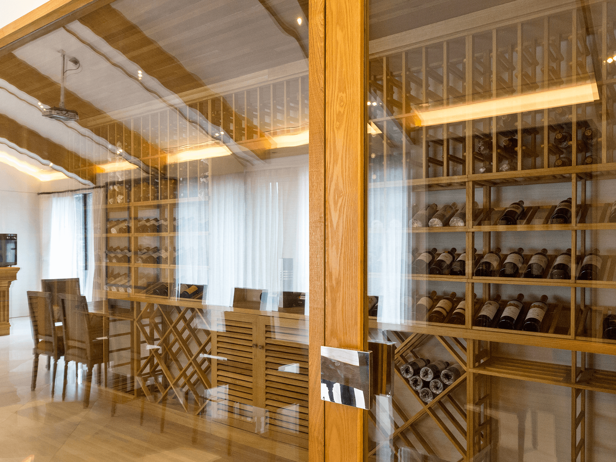 Elegant wine cellar backdrop in warm tones