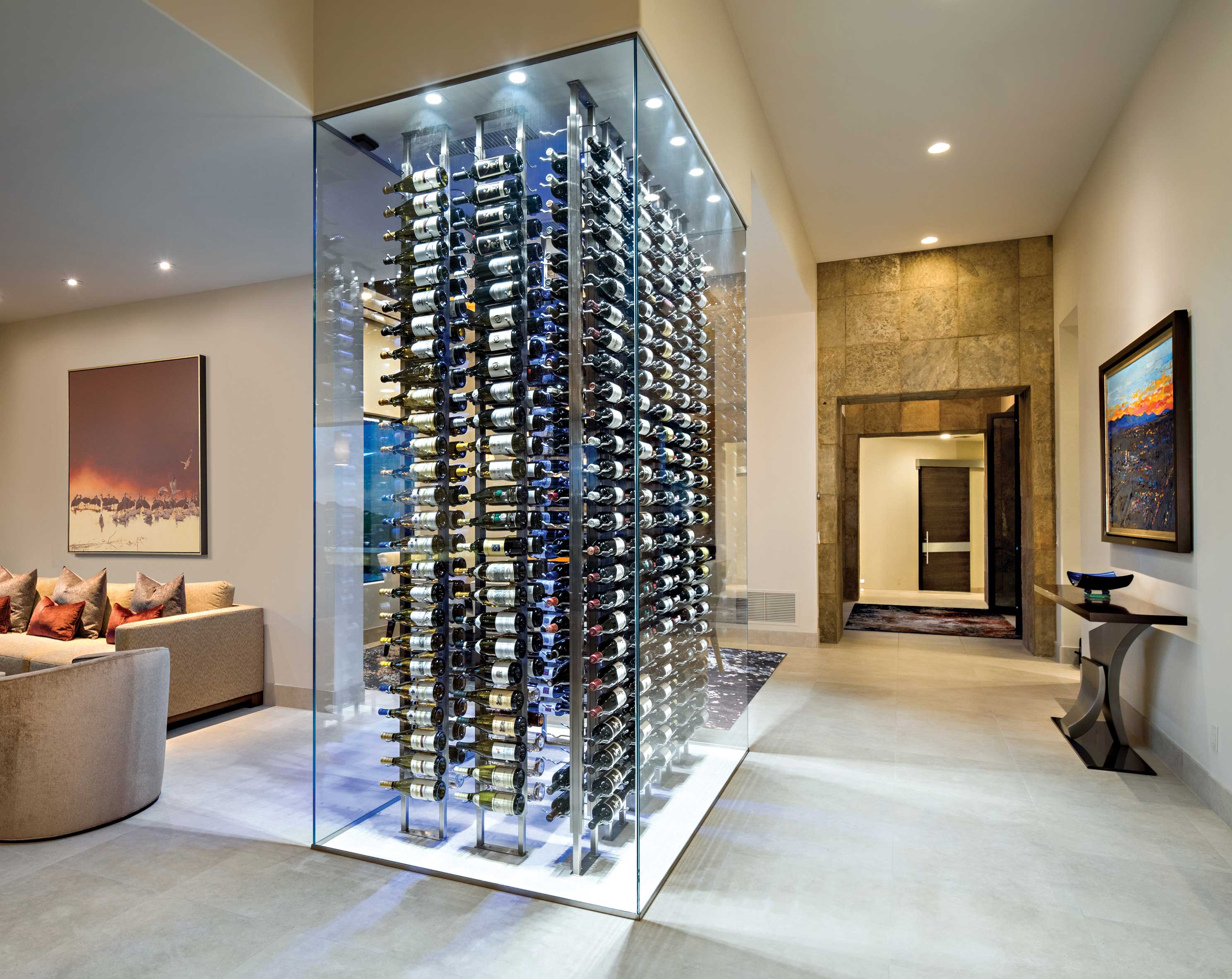 Glass wine room placement options Midland Texas