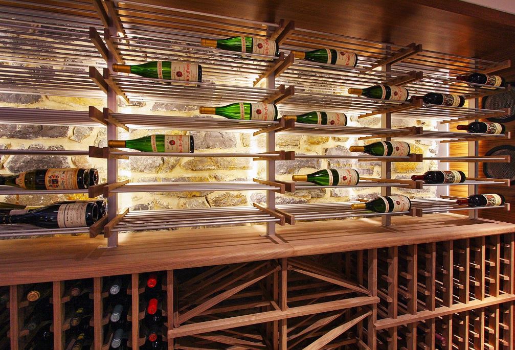 Wine cellar with archival LED highlighting labels in Midland